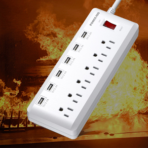 Poweradd Power Strip 6 Outlets 6 Smart USB Charging Ports Surge Protector